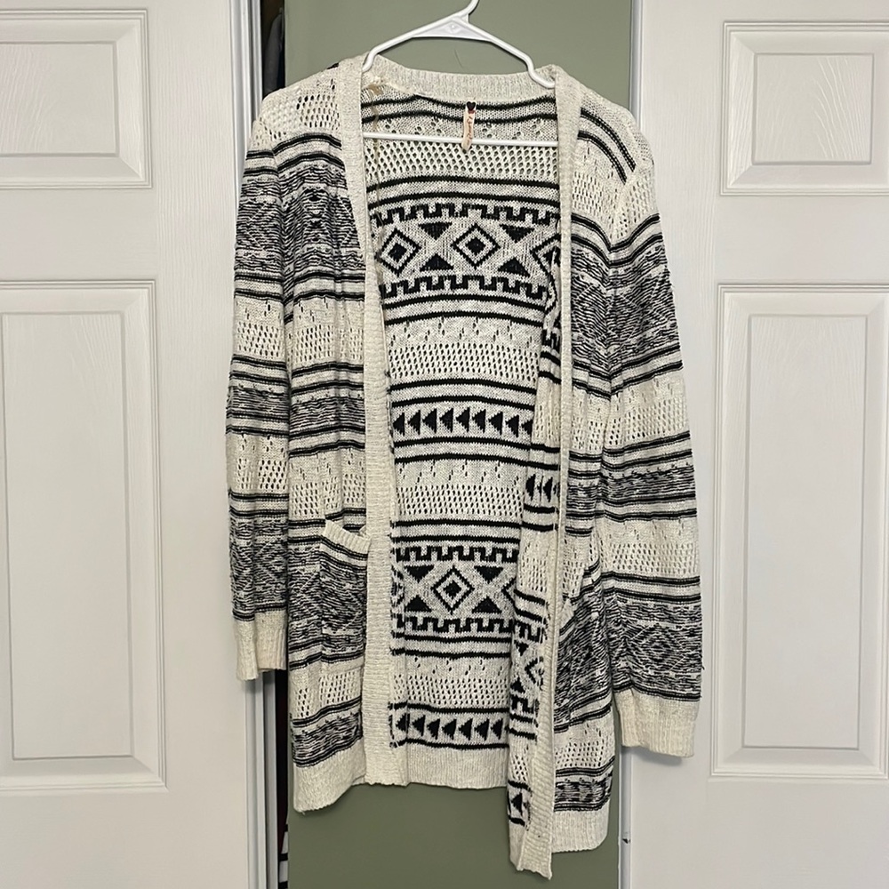 POOF! Black & White Cardigan, Super Cute and Great Condition! Women’s Size Small